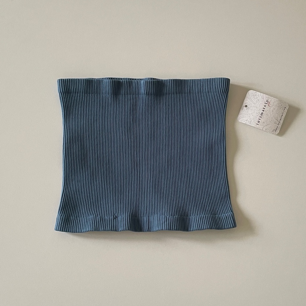 Free People Ribbed Tube Top Blue Beach Coastal Closet Staple